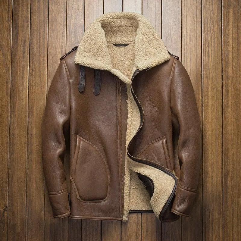 Davis Men's B3 Natural Shearling Leather Coat by Inland Leather Co.