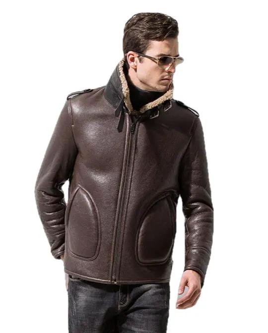 Davis Men's B3 Natural Shearling Leather Coat by Inland Leather Co.