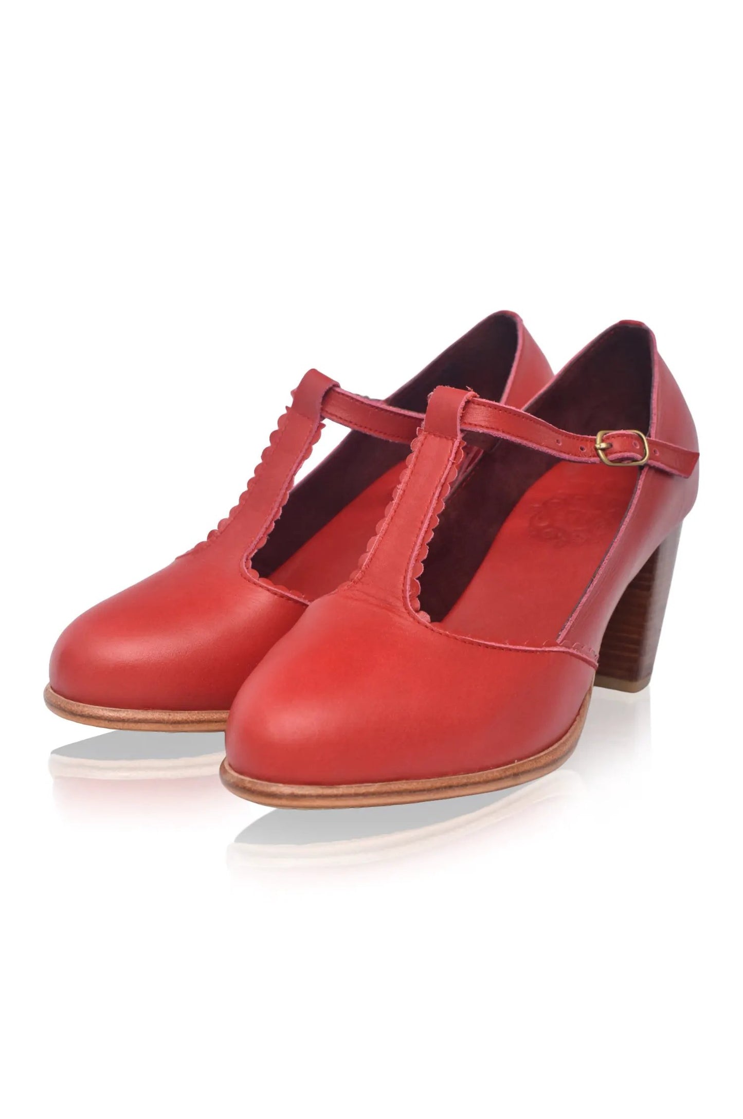 Dawn T-strap Leather Heels by ELF