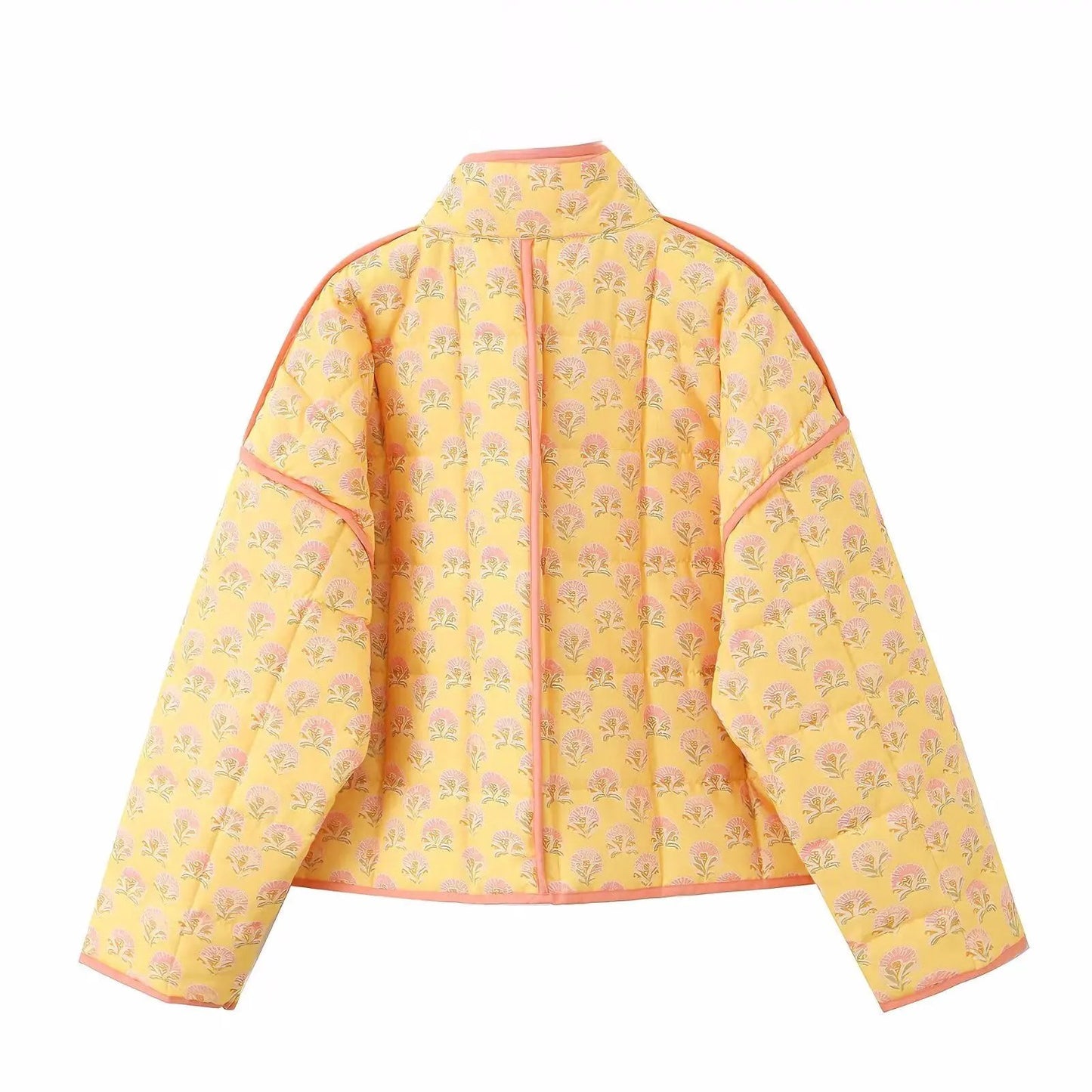 Women's Quilted Jacket Yellow Floral Printed BYMANYC ® New York CONTEMPORARY VIBRANT BOHO OUTERWEAR - New Collection by BYMANYC ® New York