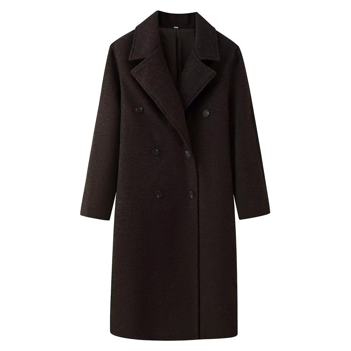 Women's Dark Espresso Double-Breasted Long Wool-Blend Coat BYMANYC ® New York CONTEMPORARY VIBRANT MODERN FASHION - New Collection by BYMANYC ® New York