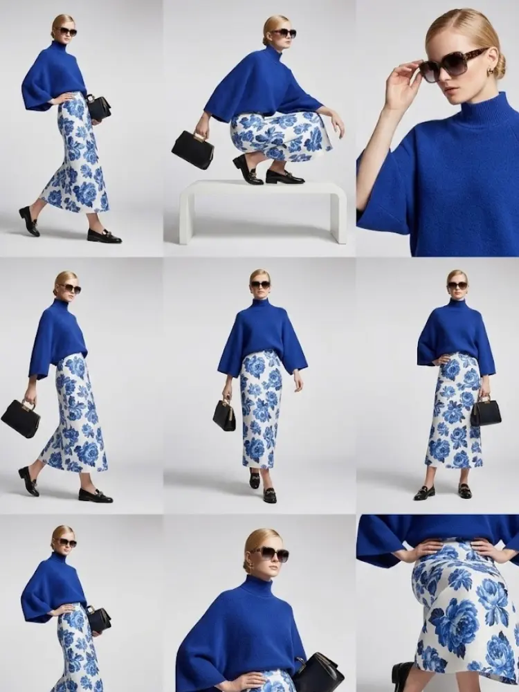 Electric Blue Relaxed-Fit Knit Sweater with Perkins Collar • BYMANYC ® New York by BYMANYC ® New York