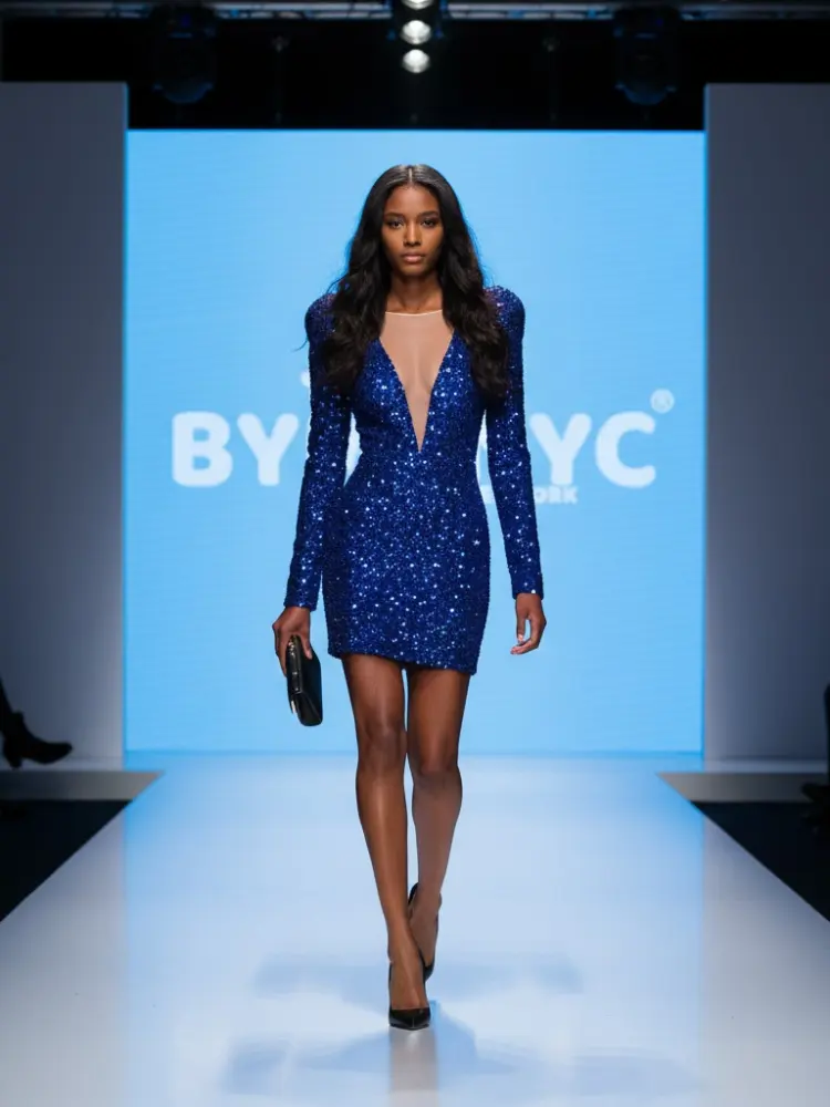 Electric Blue Sequin Mini Dress BROADWAY: Prêt-à-Porter Line BYMANYC ® New York by BYMANYC ® New York