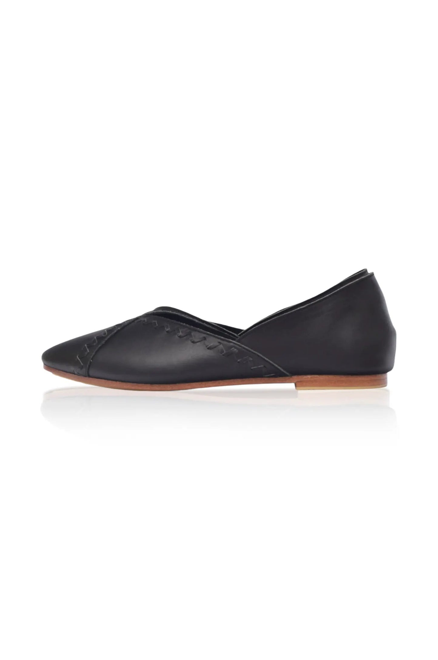 Elle Pointed Toe Leather Flats by ELF