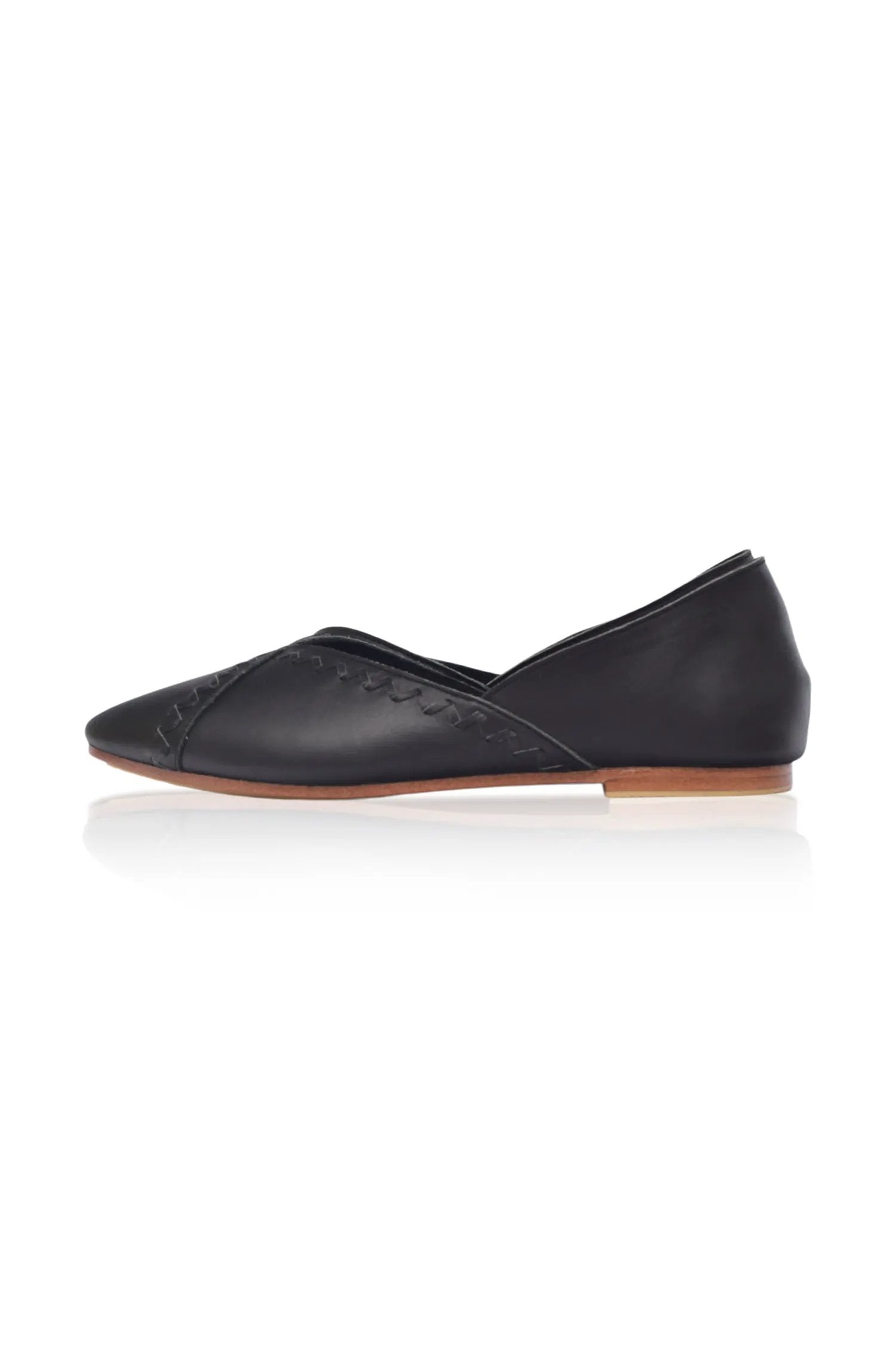 Elle Pointed Toe Leather Flats by ELF