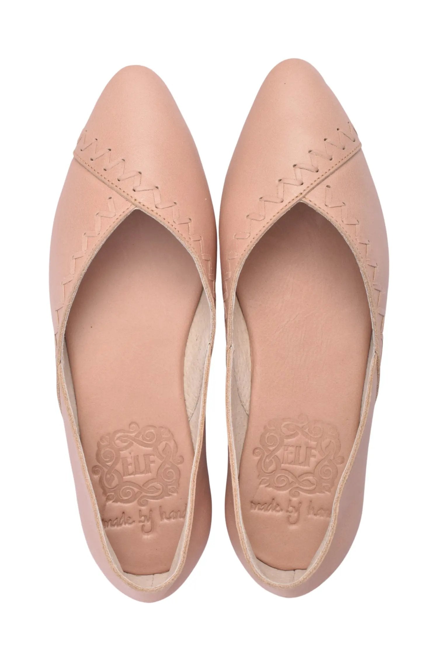 Elle Pointed Toe Leather Flats by ELF