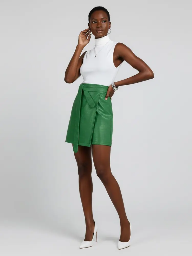 Emerald Green Vegan Leather Mini Skirt LAFAYETTE: New Colección COUTURE in NOLITA - BYMANYC ® New York by BYMANYC ® New York