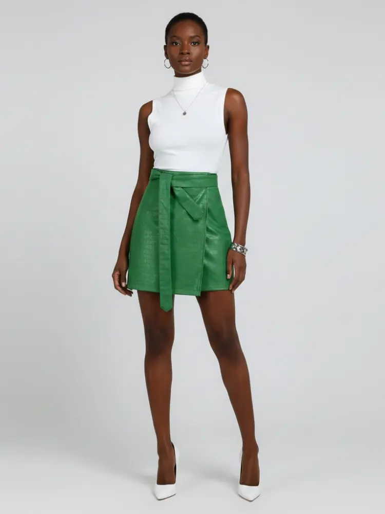 Emerald Green Vegan Leather Mini Skirt LAFAYETTE: New Colección COUTURE in NOLITA - BYMANYC ® New York by BYMANYC ® New York