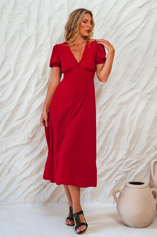 Emilia Button Down Midi Dress by ELF