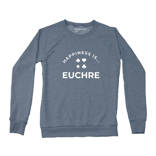 Women's Euchre Crew Sweatshirt, Heather Navy by Games Night