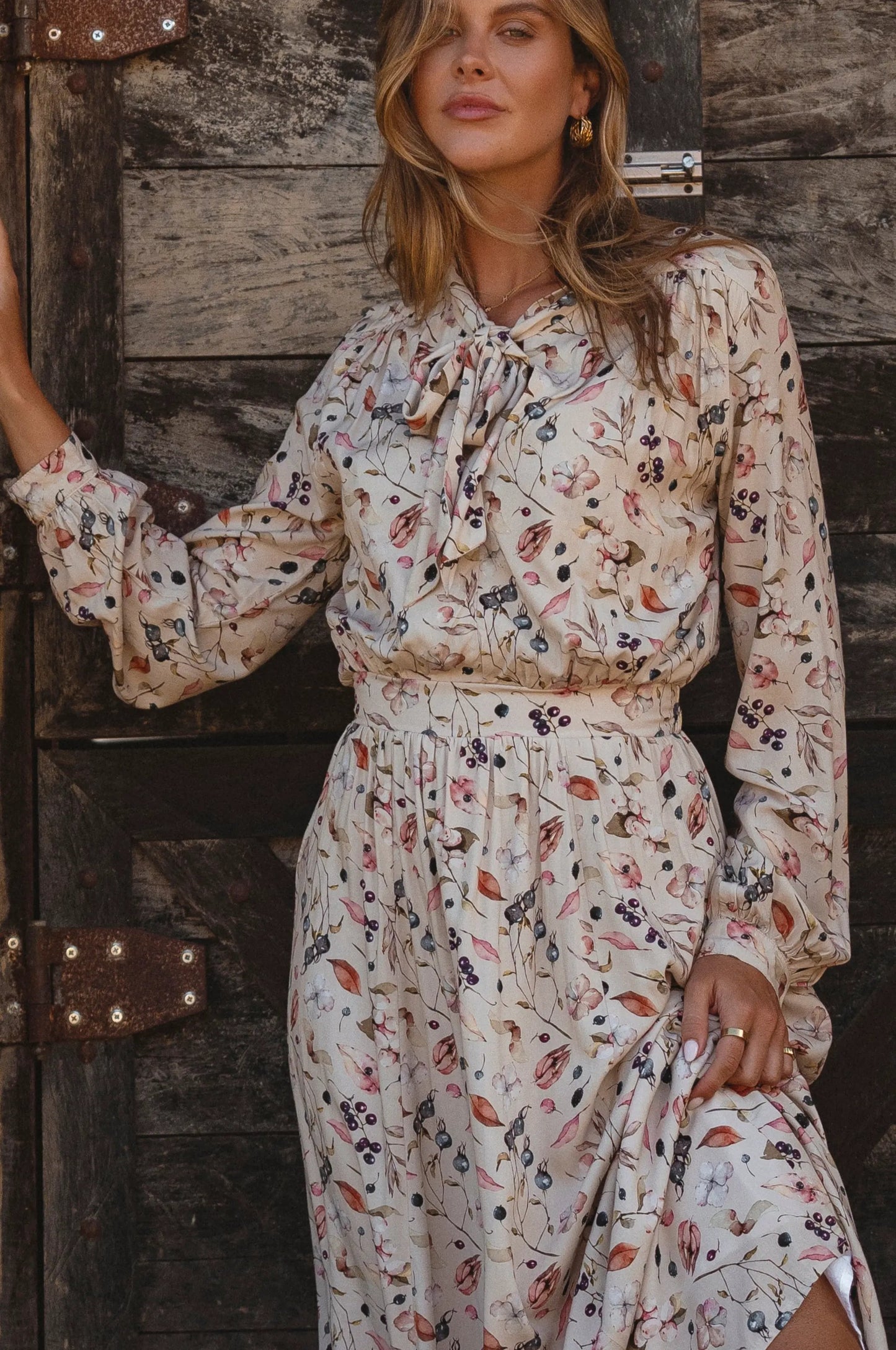 Evelina Long Sleeve Midi Dress by ELF