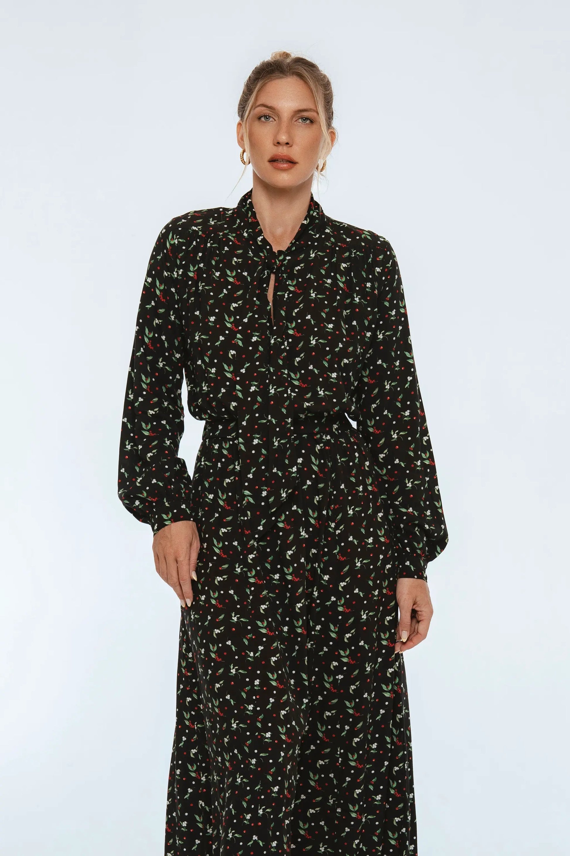 Evelina Long Sleeve Midi Dress by ELF