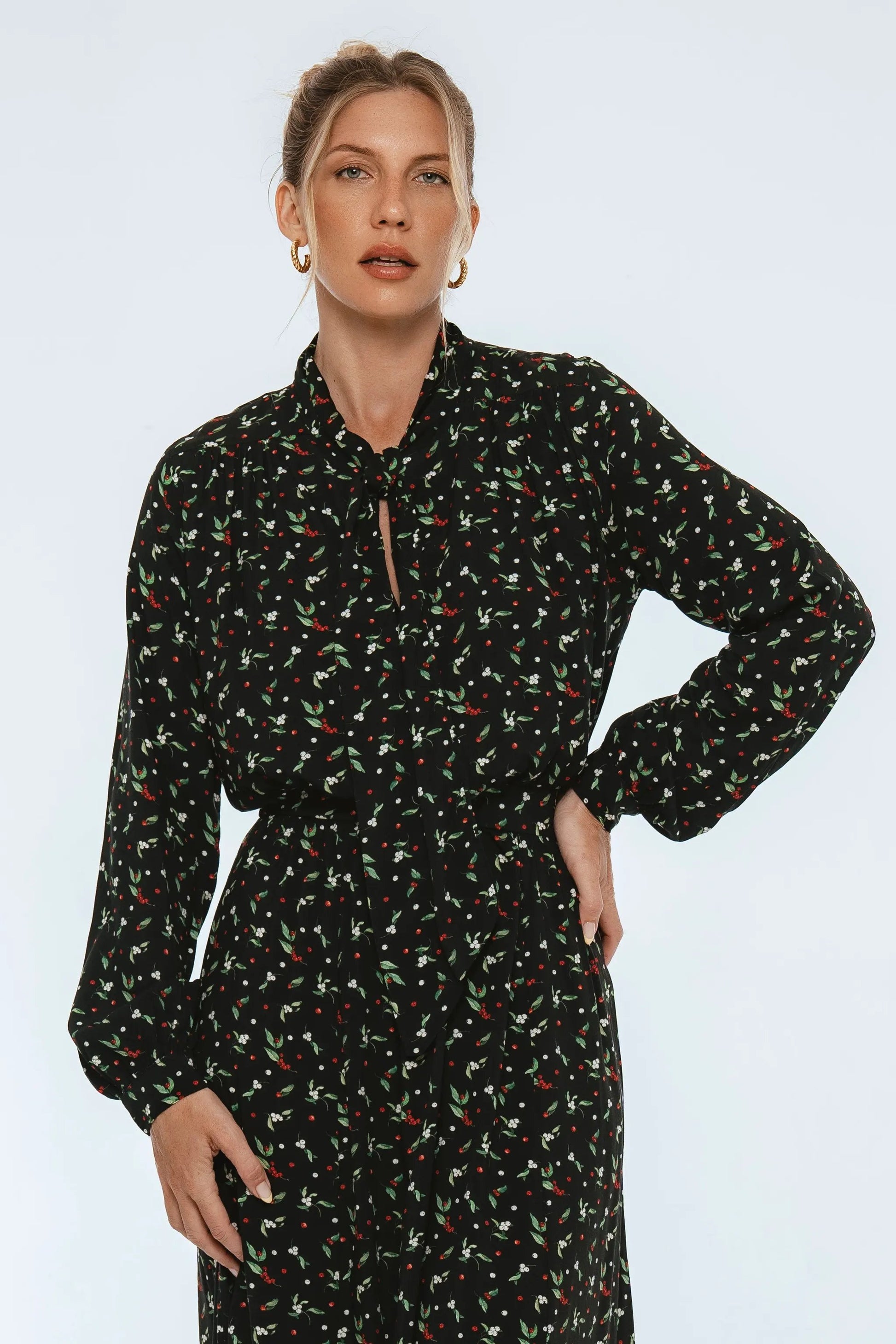 Evelina Long Sleeve Midi Dress by ELF