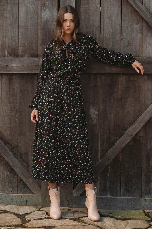 Evelina Long Sleeve Midi Dress by ELF