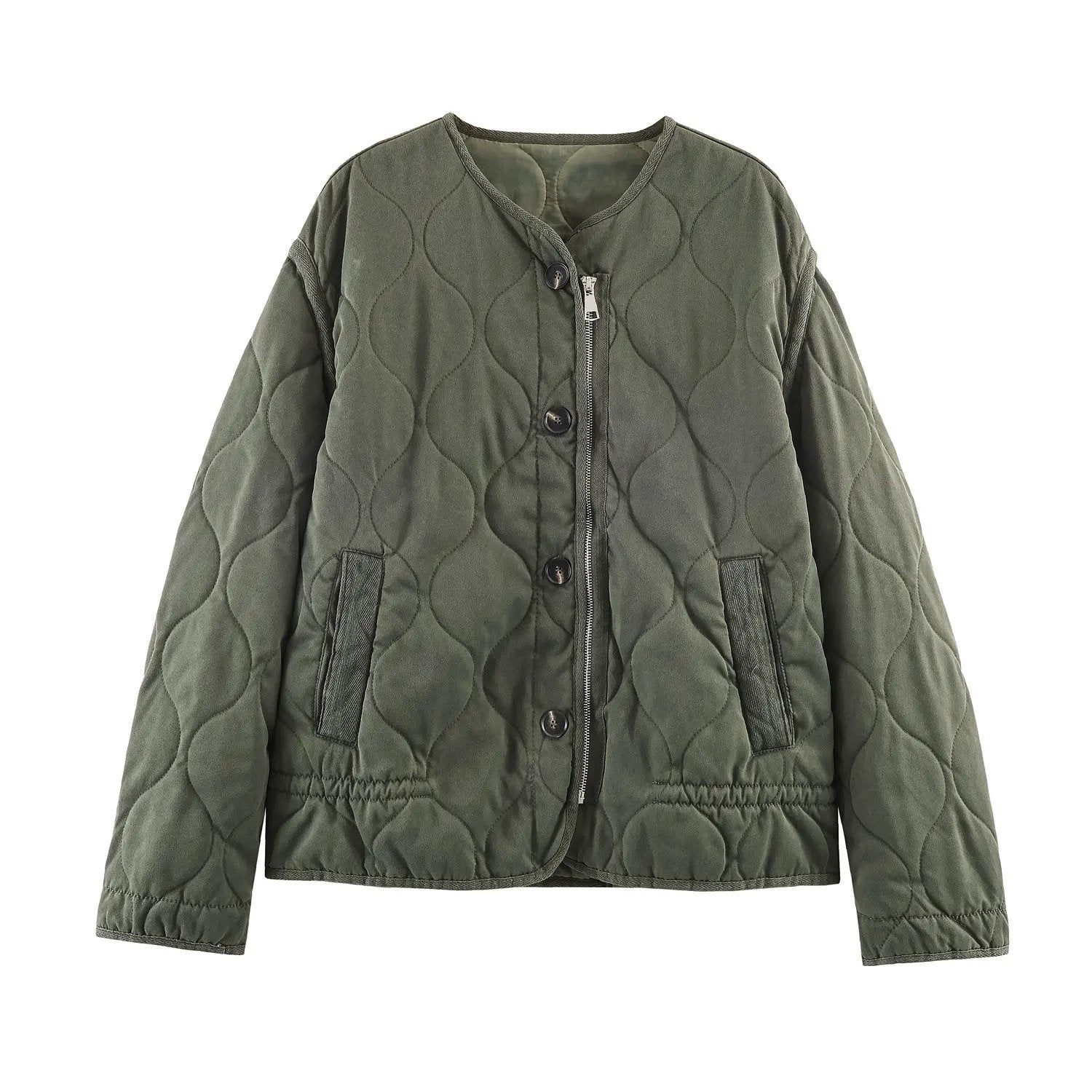 Women's Jacket Olive Green Quilted Liner BYMANYC ® New York SOHO KHAKI ONION QUILLED JACKET - New Collection by BYMANYC ® New York