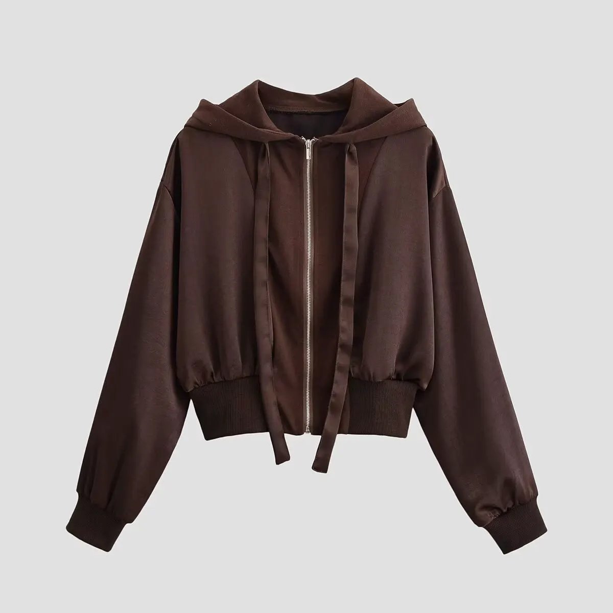 Women's Satin Cropped Zip-Up Hoodie Jacket BYMANYC ® New York CONTEMPORARY VIBRANT MODERN FASHION - New Collection by BYMANYC ® New York