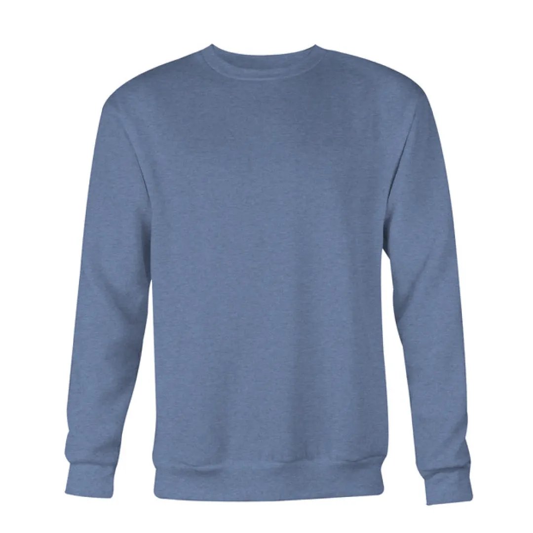 Men's Plain Crew Sweatshirt, Heather Navy by Coloured Blanks