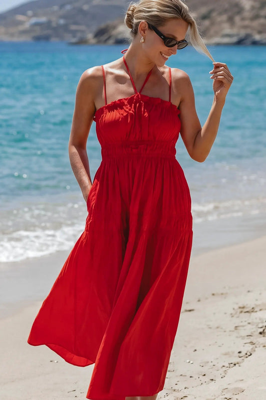 Fiora Cotton Halter Midi Dress by ELF