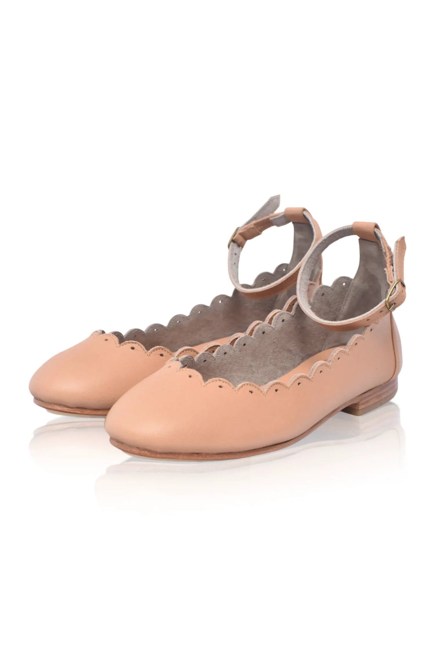 Fleur Scalloped Ankle Strap Flats by ELF