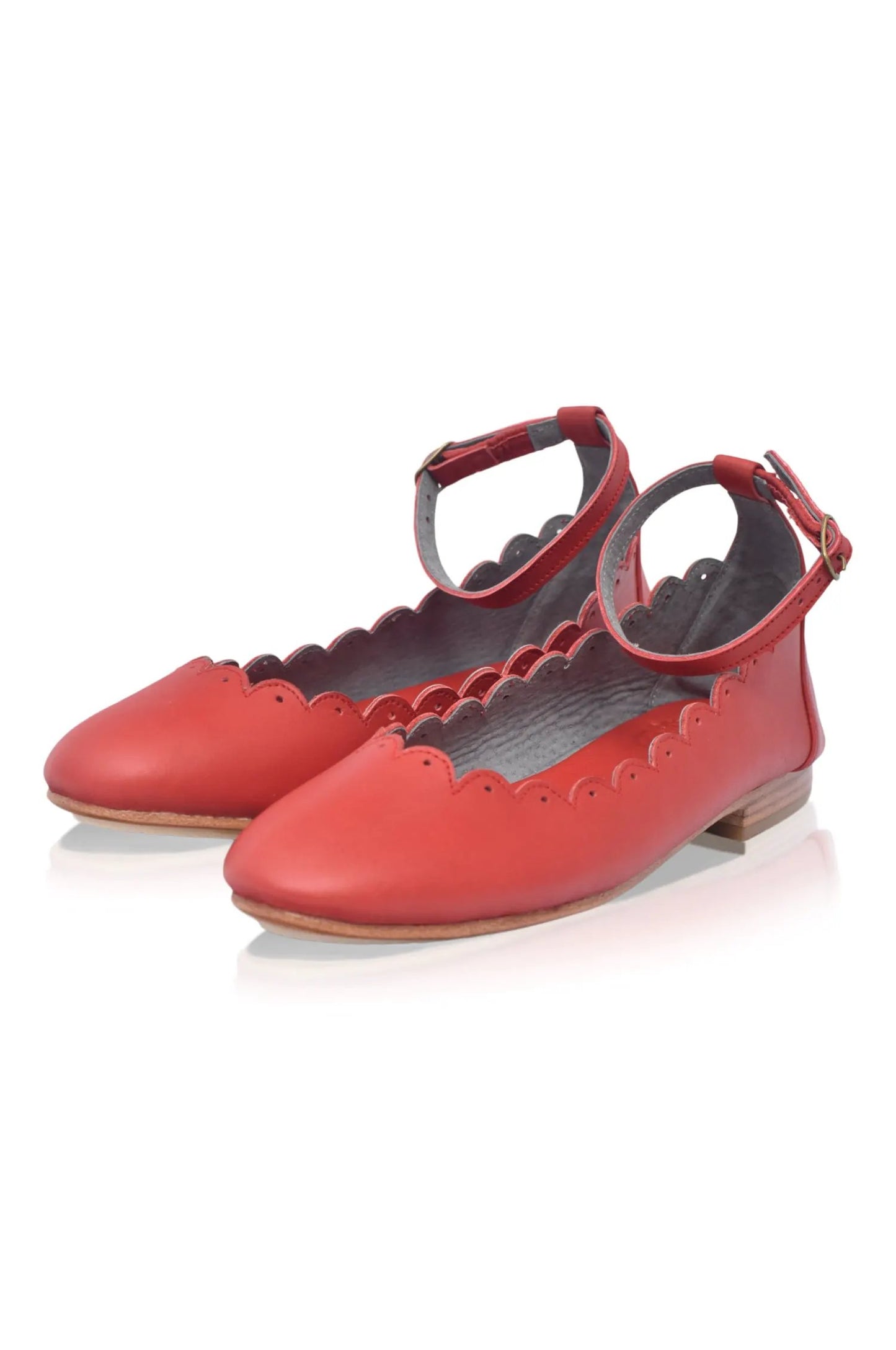 Fleur Scalloped Ankle Strap Flats by ELF