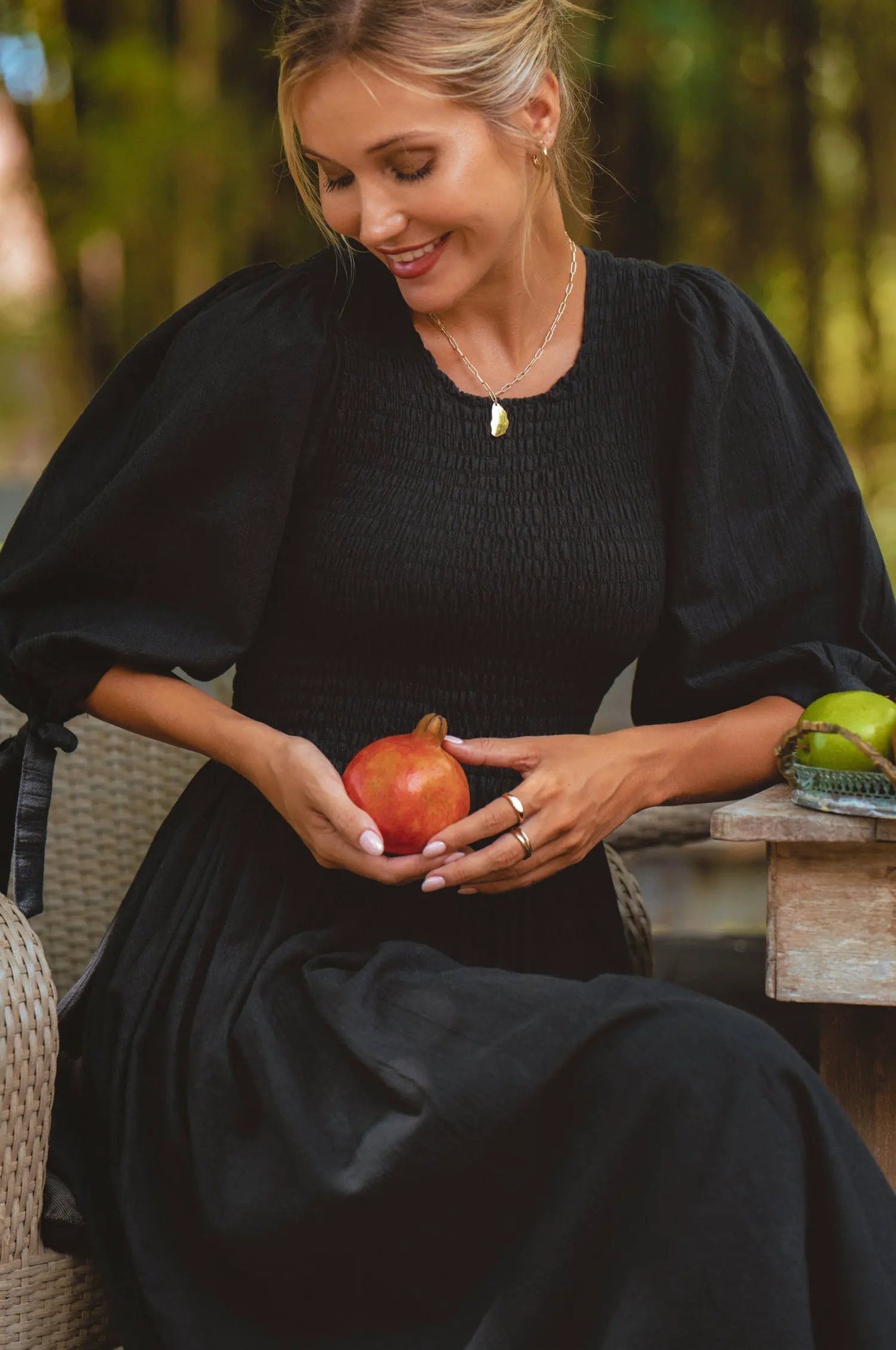 Freya Smocked Linen Midi Dress by Partner Label