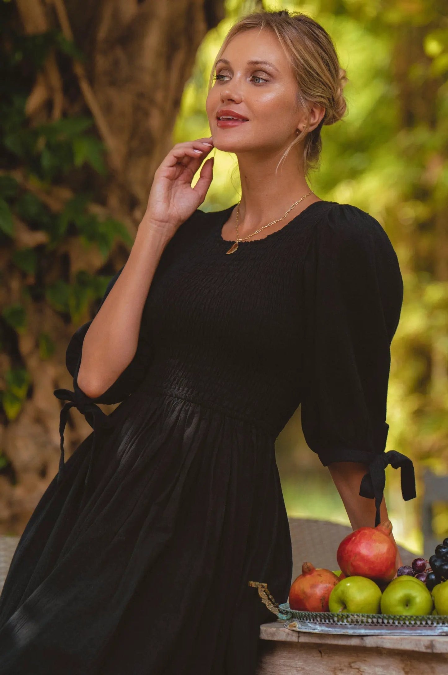 Freya Smocked Linen Midi Dress by Partner Label