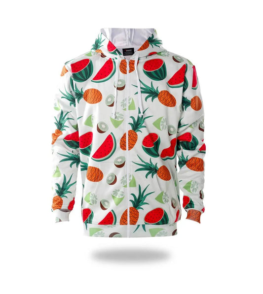 Fruit Pattern Zip Pullover Hoodie by Vimost Sportswear