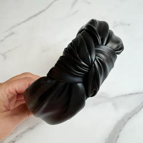 Leather Knotted Headband Elegant Classic Hair Accessory for Women by Inland Leather
