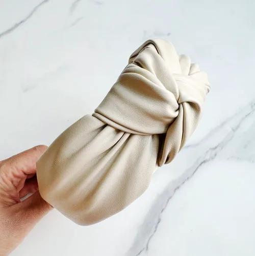 Leather Knotted Headband Elegant Classic Hair Accessory for Women by Inland Leather