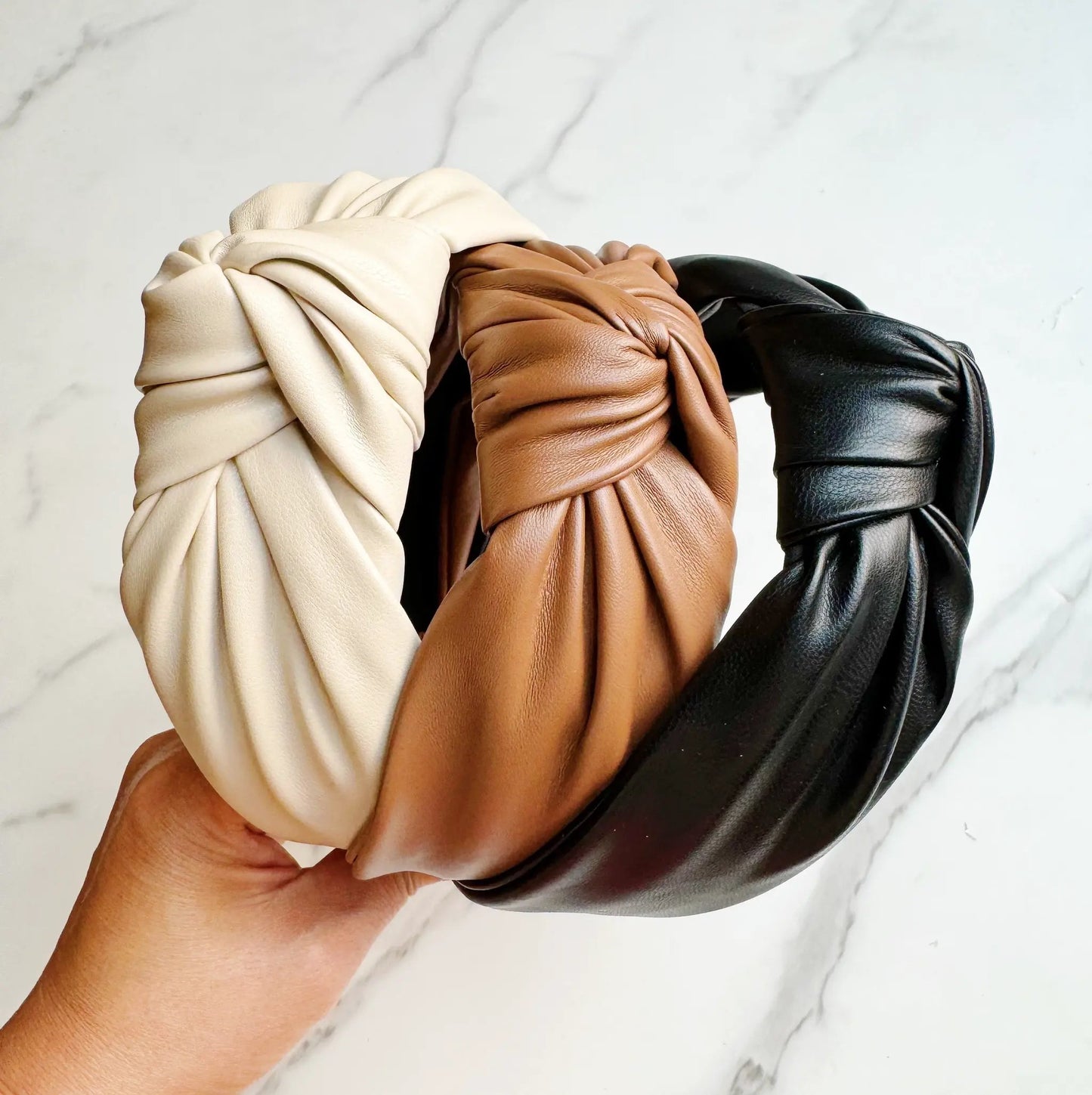 Leather Knotted Headband Elegant Classic Hair Accessory for Women by Inland Leather