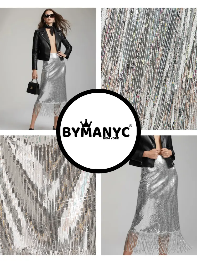 GALA GLAMOUR Fringed Midi Skirt ECO FASHION BYMANYC ® New York by BYMANYC ® New York