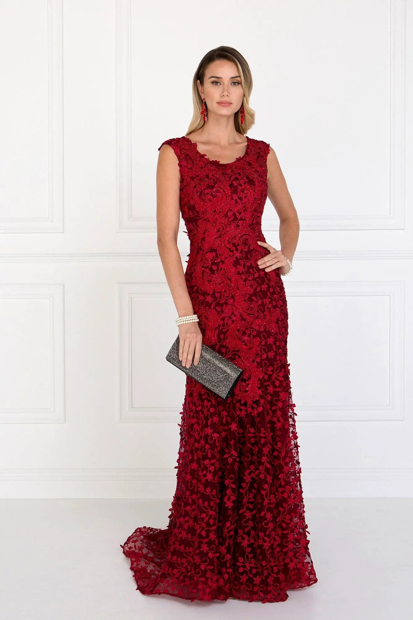Tulle Mermaid Long Dress with Lace Applique by Tux-USA