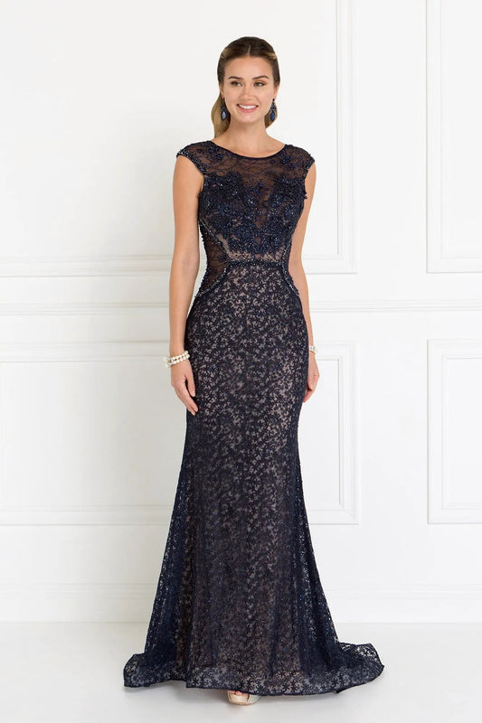 Lace EmbeLace Mermaid Long Dress with Beads and Jewels Embellished by Tux-USA