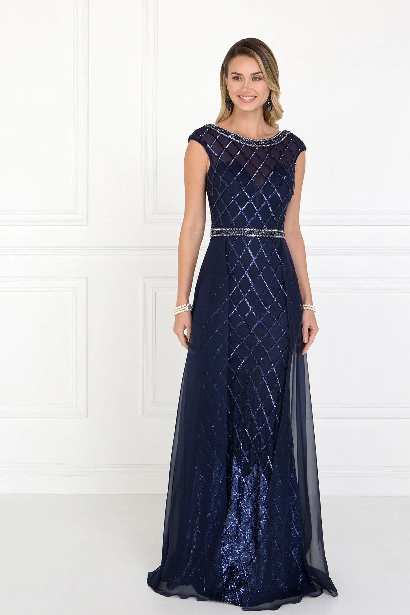 Evening Dress Long Empire Chiffon Overlay With Jewels Prom Formal by Tux-USA