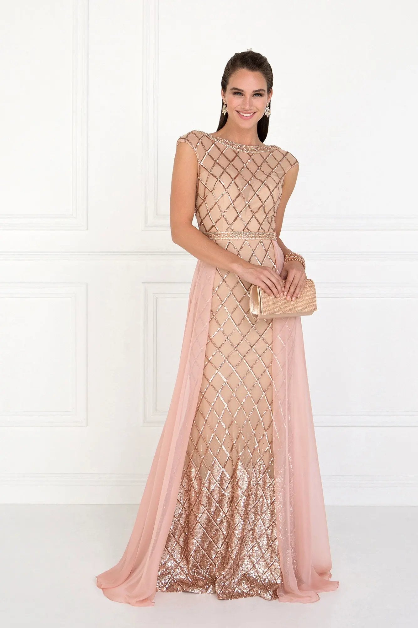 Evening Dress Long Empire Chiffon Overlay With Jewels Prom Formal by Tux-USA