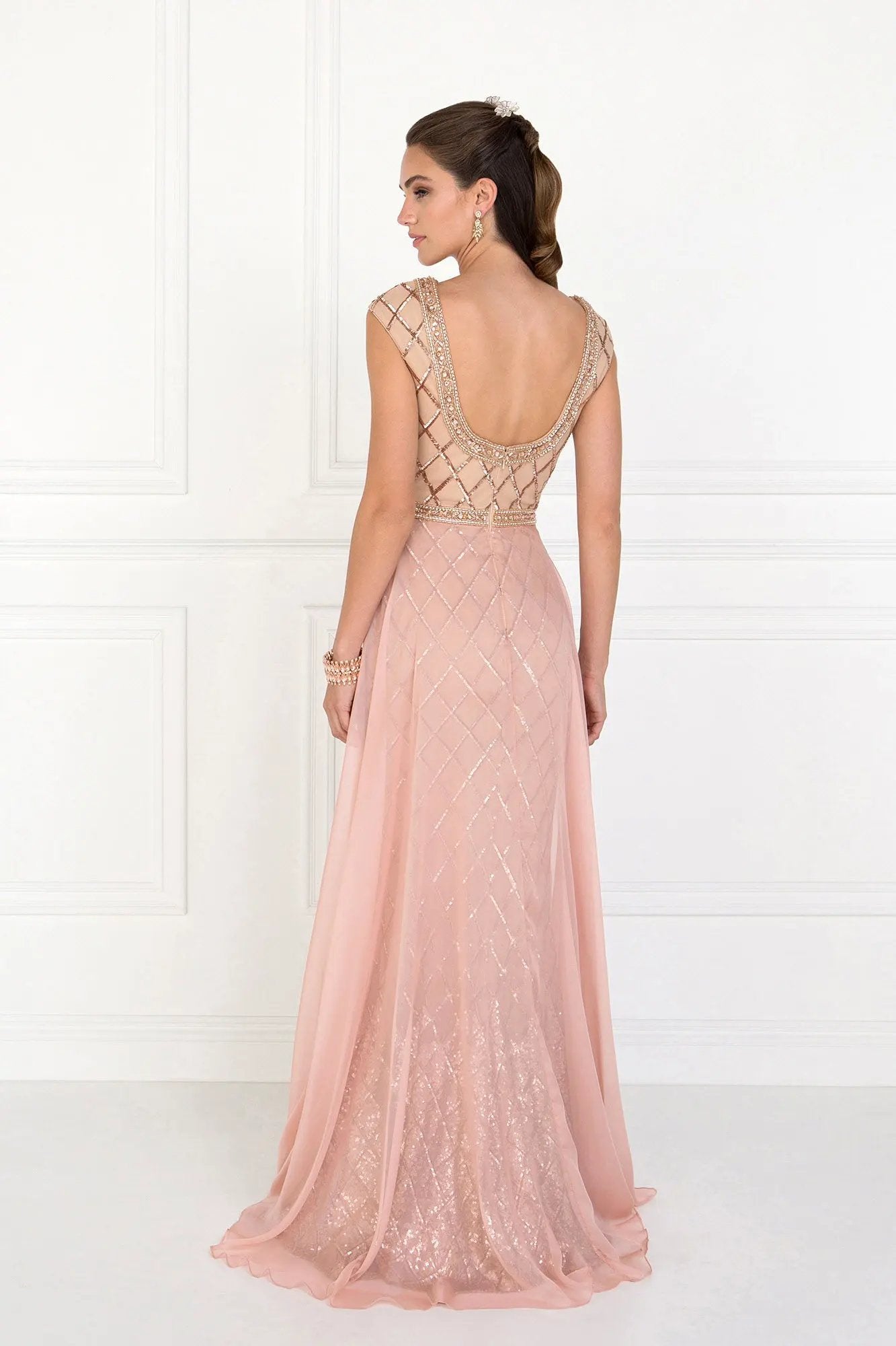 Evening Dress Long Empire Chiffon Overlay With Jewels Prom Formal by Tux-USA