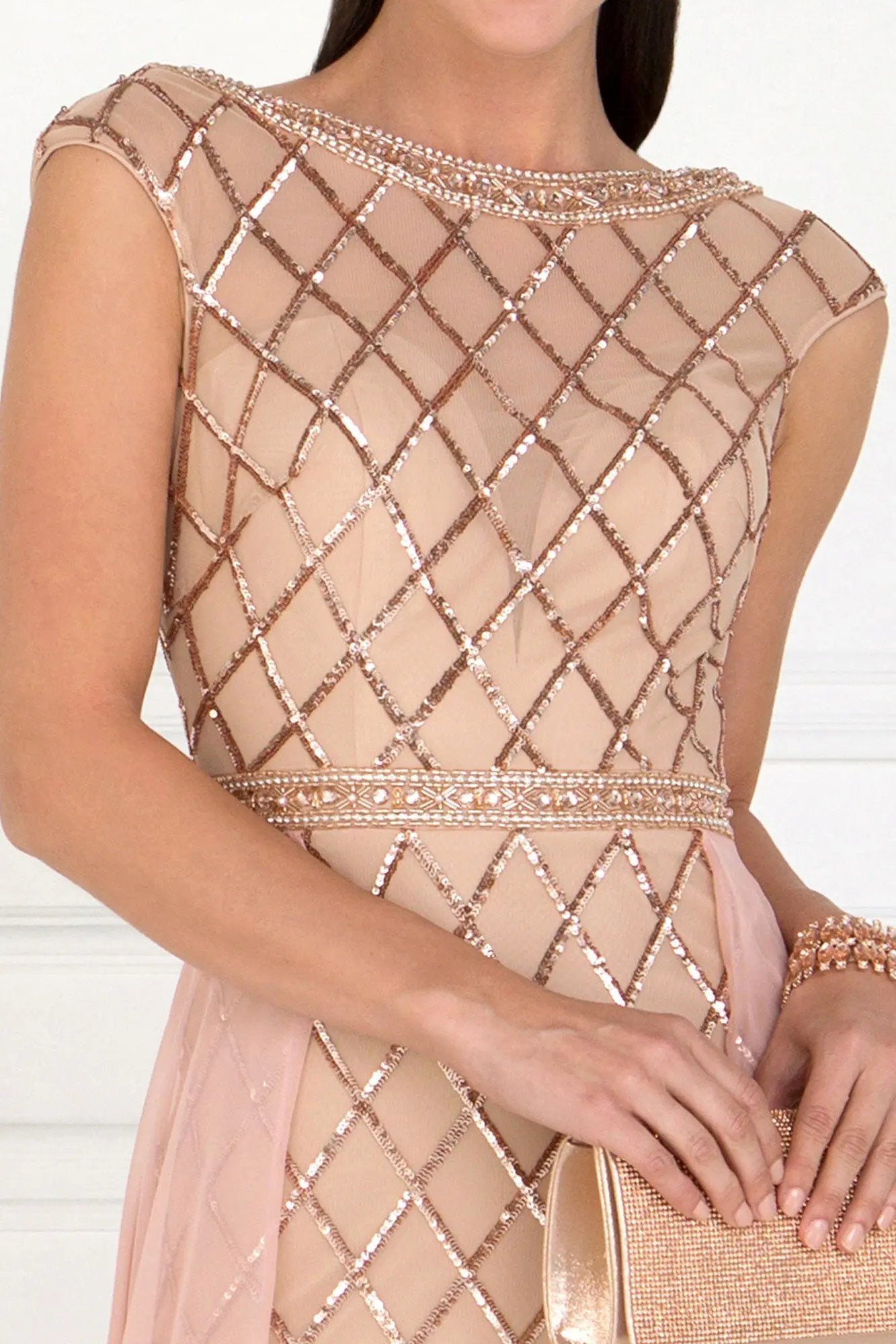 Evening Dress Long Empire Chiffon Overlay With Jewels Prom Formal by Tux-USA
