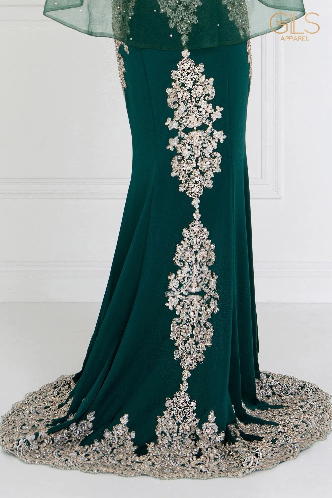 Rome Jersey Mermaid Long Dress with Embroidery and Jewels by Tux-USA