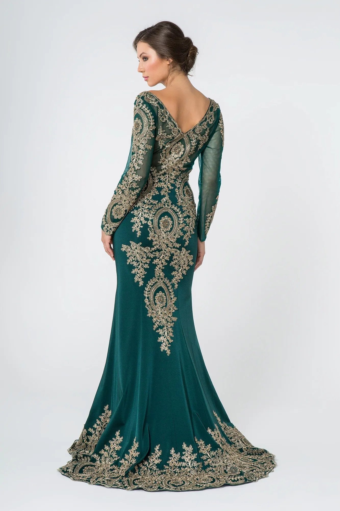 Rome Jersey Mermaid Long Dress with Sheer V-Back by Tux-USA