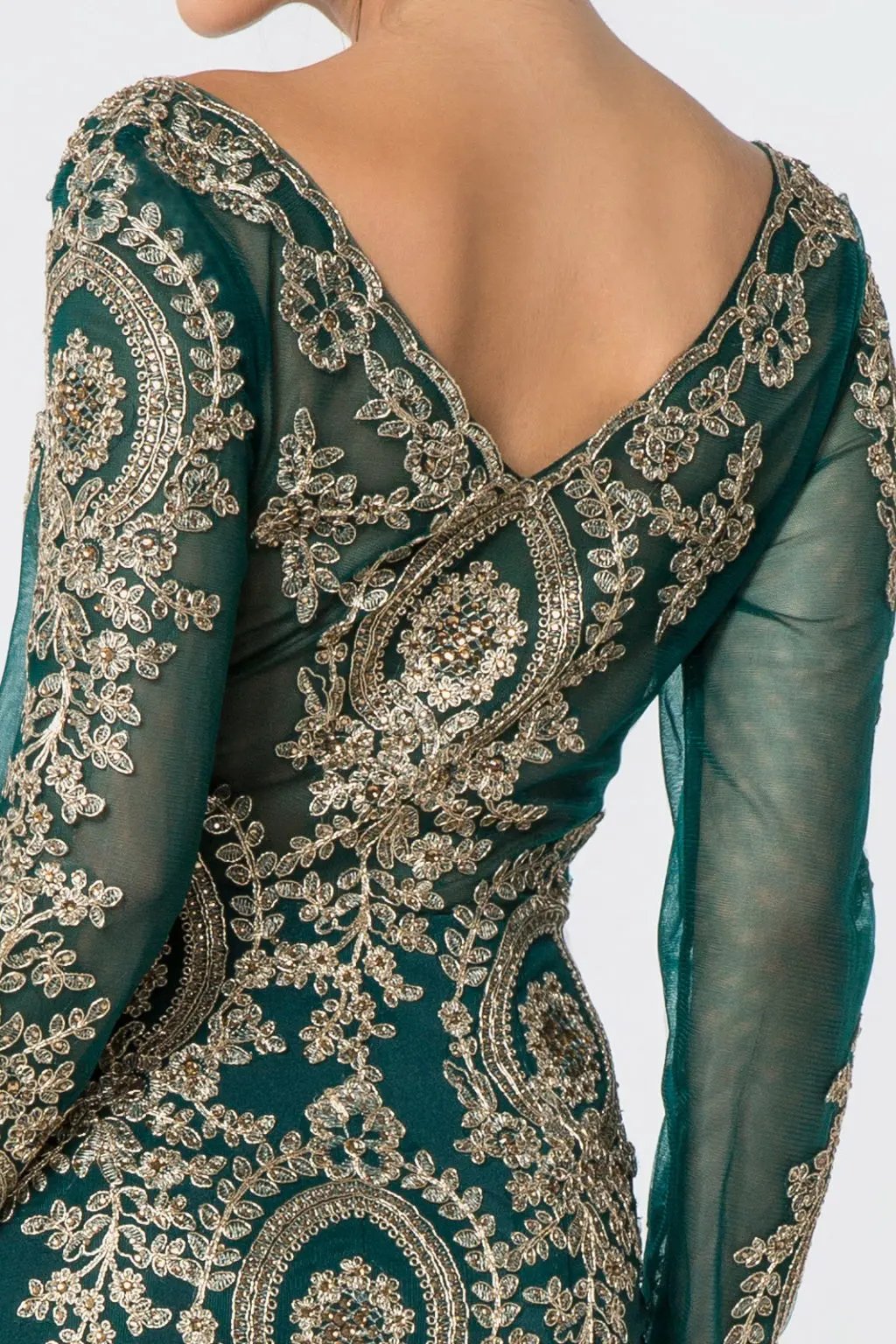 Rome Jersey Mermaid Long Dress with Sheer V-Back by Tux-USA