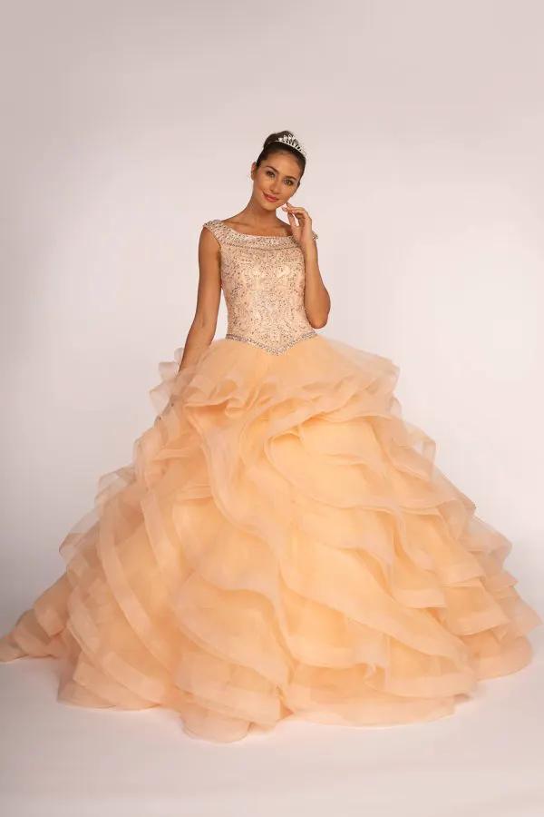 Jewel Embellished Bodice Tulle Quinceanera Dress by Tux-USA