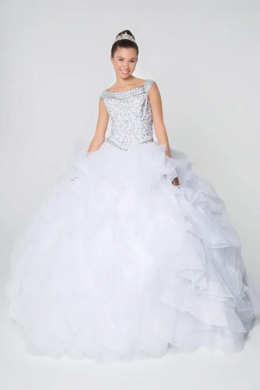 Jewel Embellished Bodice Tulle Quinceanera Dress by Tux-USA