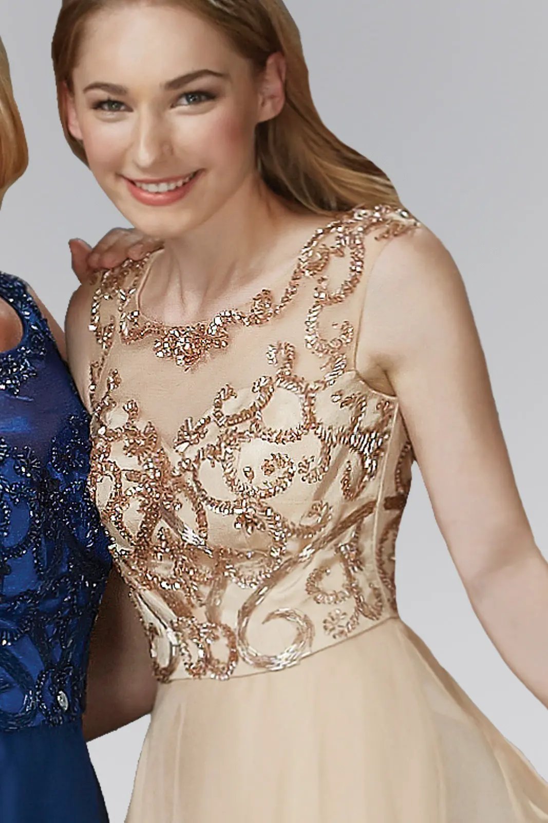 Chiffon Long Dress with Beaded Bodice by Tux-USA
