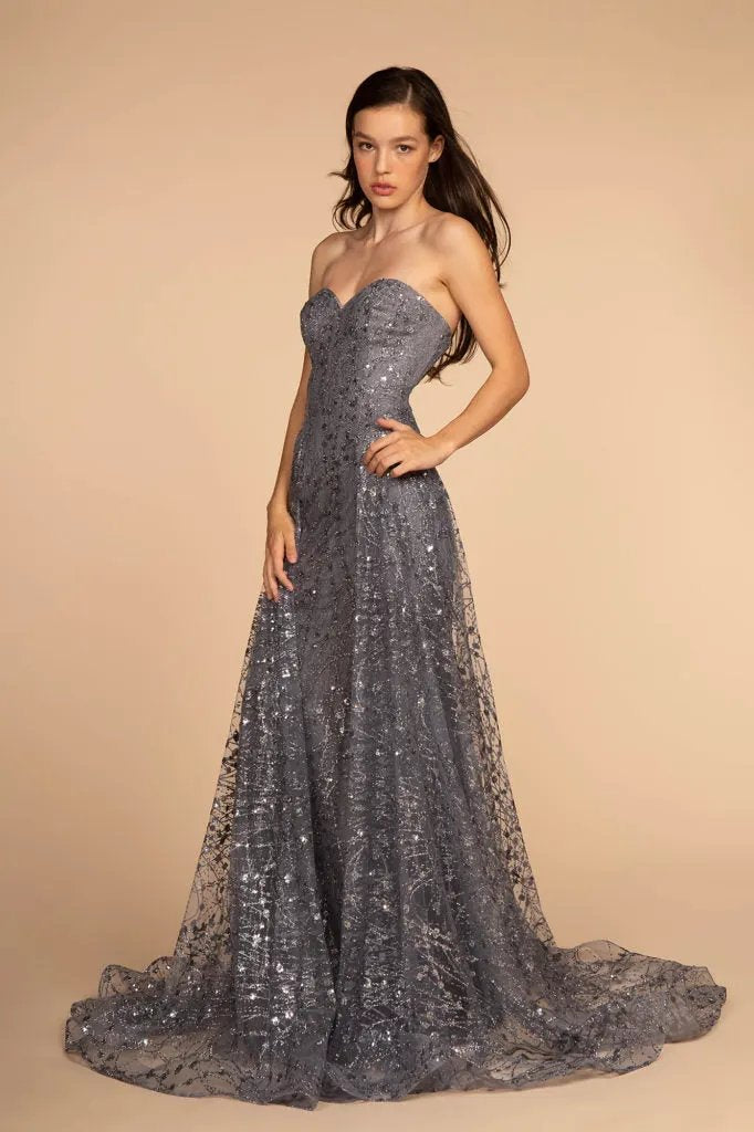 Shimmering Sweetheart Neck A-line Dress by Elizabeth K by Tux-USA
