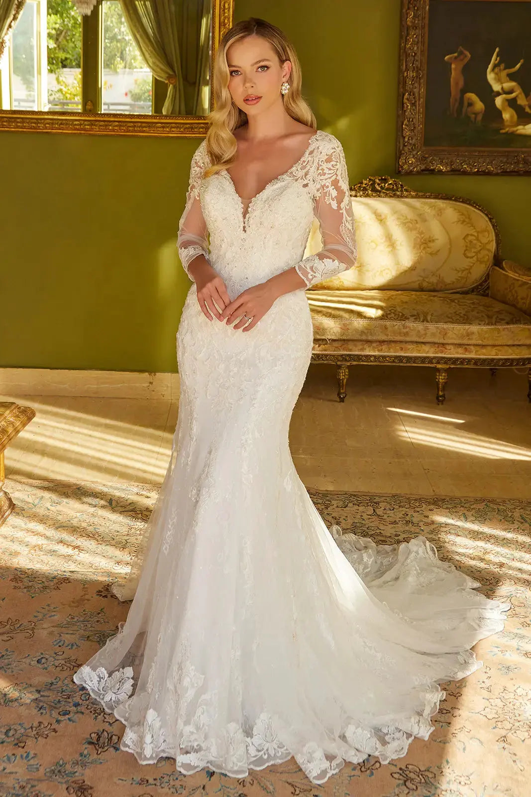 Wedding Dress Trumpet Silhouette 3/4 Sleeves by Tux-USA
