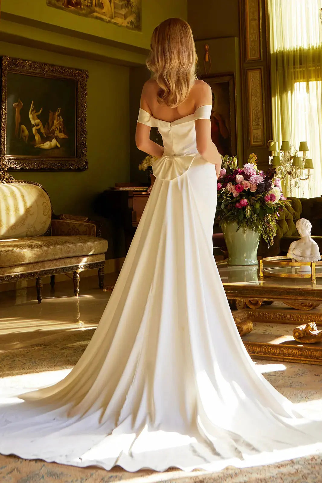 Form-Fitting Wedding Dress A Sweetheart Neckline, Off-Shoulder by Tux-USA