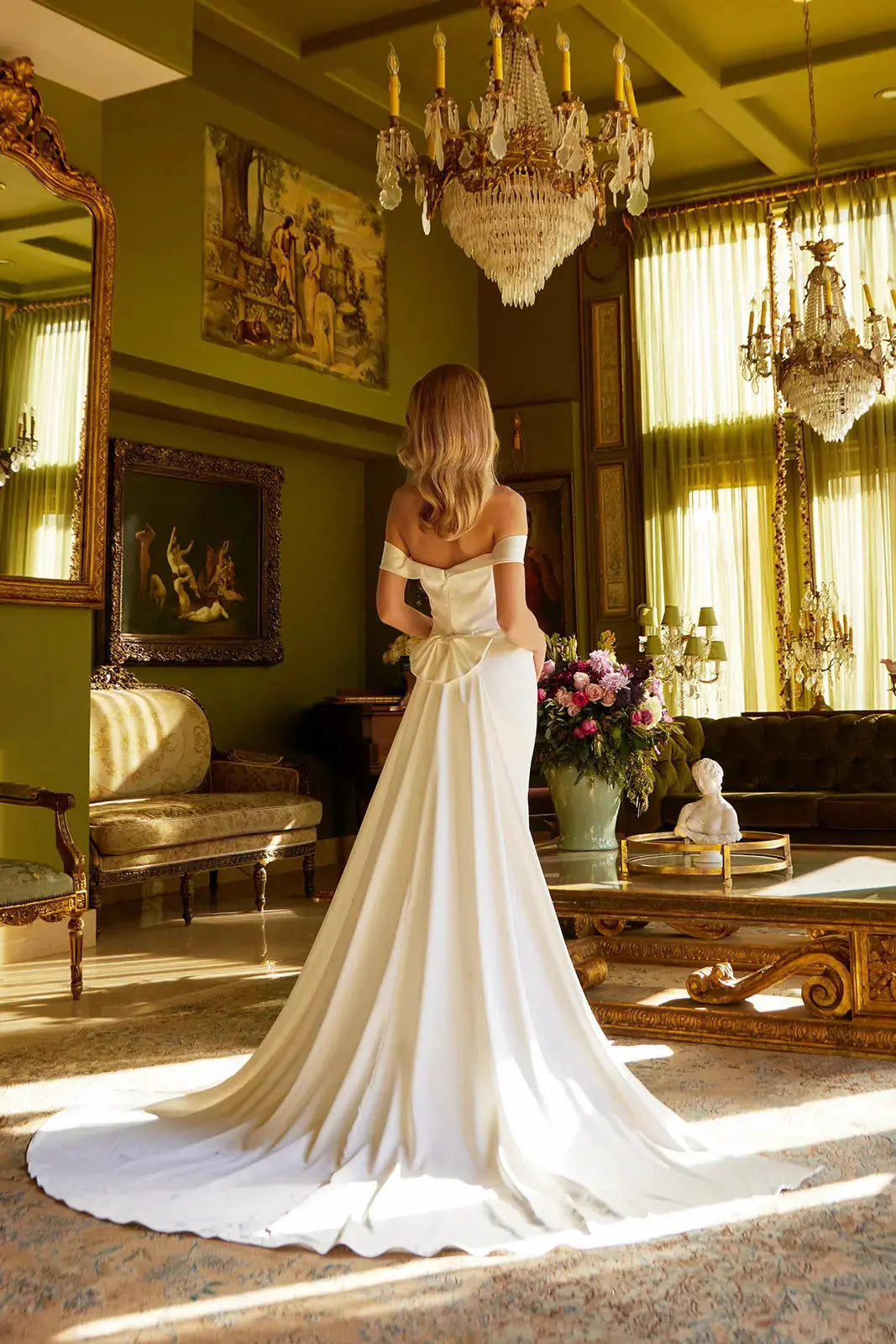 Form-Fitting Wedding Dress A Sweetheart Neckline, Off-Shoulder by Tux-USA