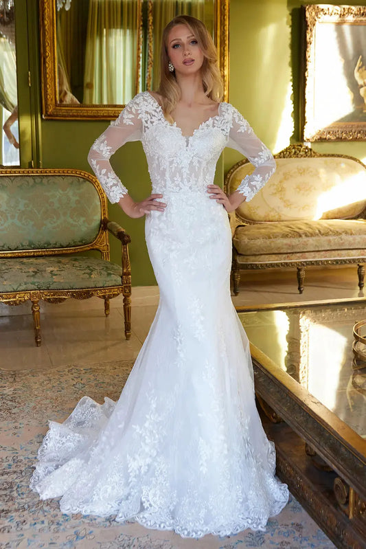 Mermaid Silhouette Dress Decorated with Beads and Embroidery by Tux-USA