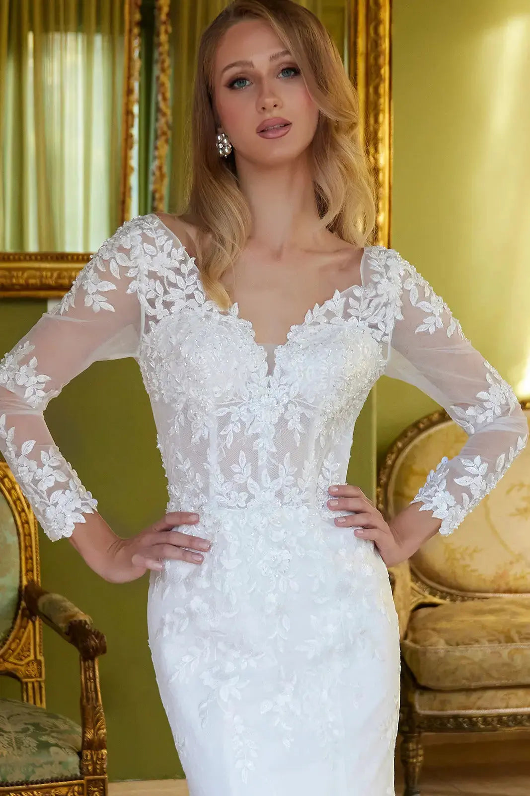 Mermaid Silhouette Dress Decorated with Beads and Embroidery by Tux-USA