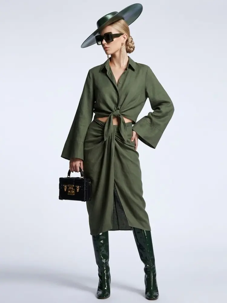 GREENWICH Women's Tie-Blouse & Skirt Set Prêt-à-Porter BYMANYC ® NY by BYMANYC ® New York
